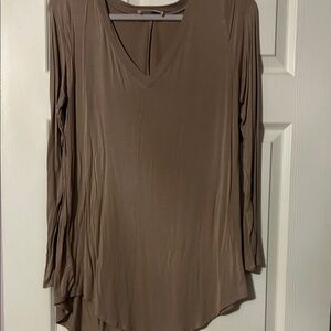 Elegant Light Brown V-Neck Women's Top